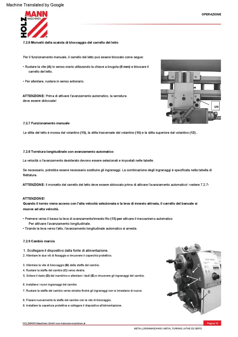 Holzmann ed300fd Tornio parallelo ferro metallo velocita' variabile avanzamenti 220v , 630w