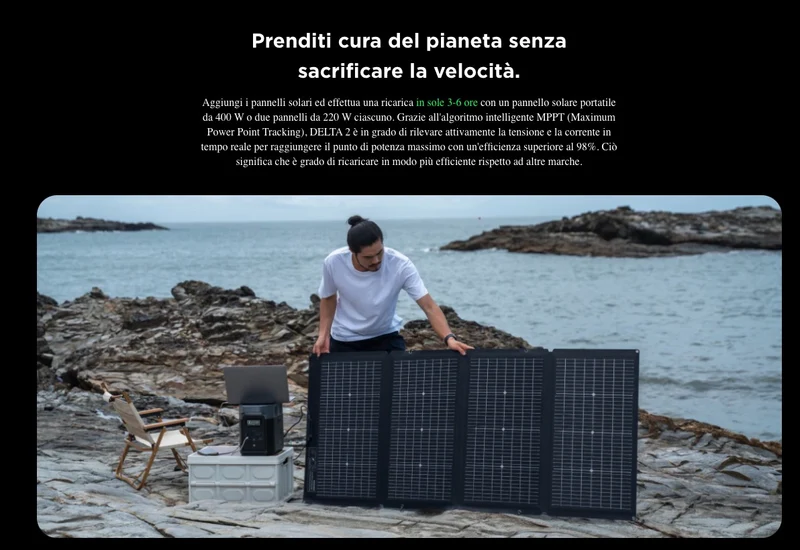 EcoFlow DELTA 2 - Generatore di corrente a batteria power station portatile - Uscita 1800W