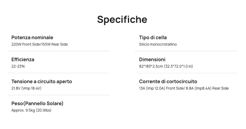 EcoFlow ECO66633 - Pannello solare bifacciale pieghevole da 220W