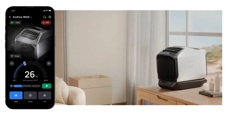 EcoFlow WAVE 2 - Condizionatore d'aria portatile a batteria - fino a 10 m²