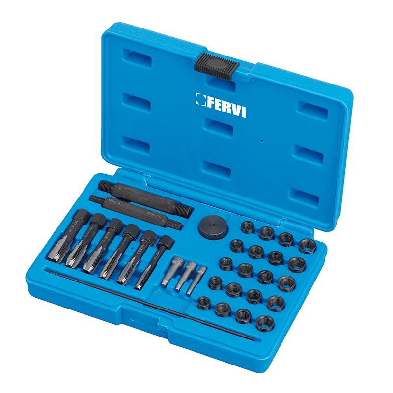Fervi E011/MC - Kit metrica di riparazione con filetti a bussola per candelette