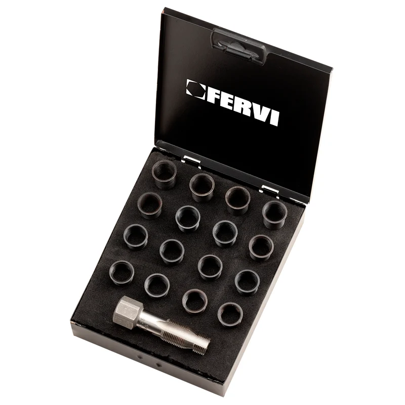 Fervi E011/M140X125B - Kit metrico di riparazione con filetti a bussola per candele