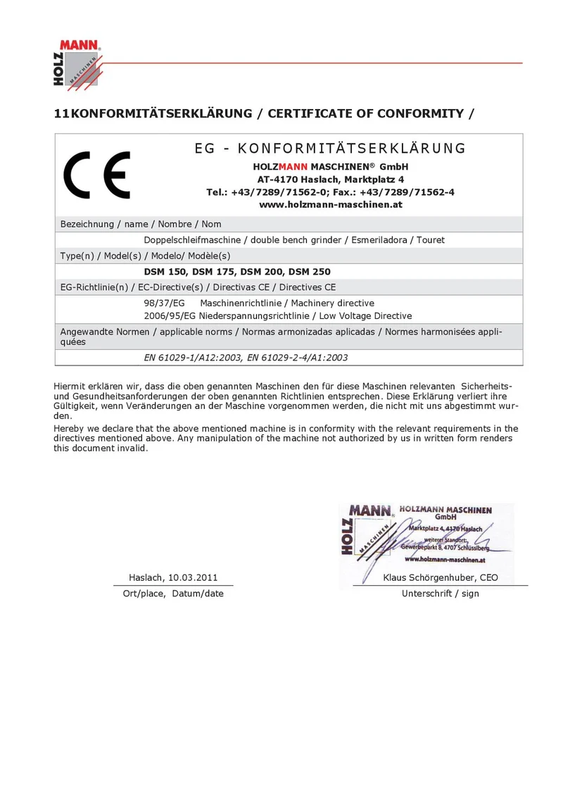 HOLZMANN dsm175 230v Smerigliatrice da banco doppia mola per metalli a induzione 520W