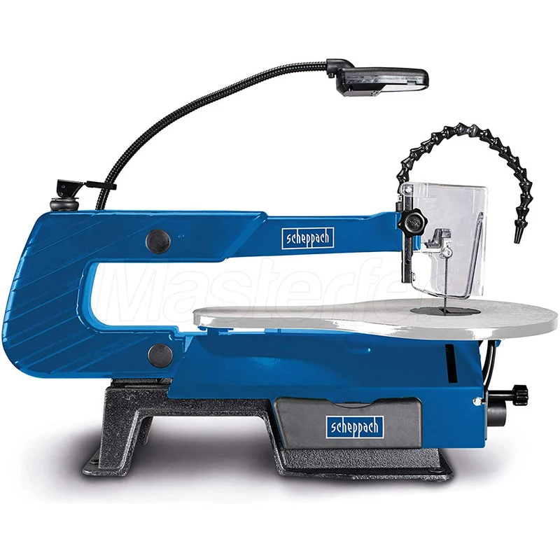 Scheppach DECO-XLS - Traforo elettrico per legno con pedale di controllo, inclinabile