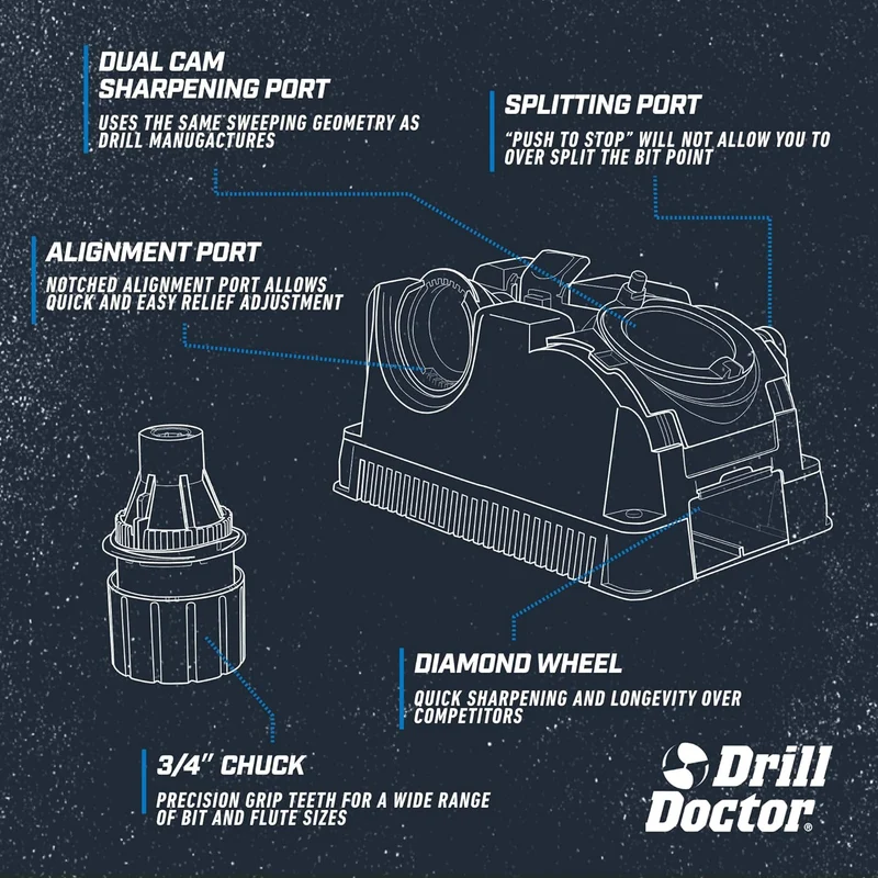 Drill Doctor DD750X - Affilapunte professionale per punte da 2 a 19 mm