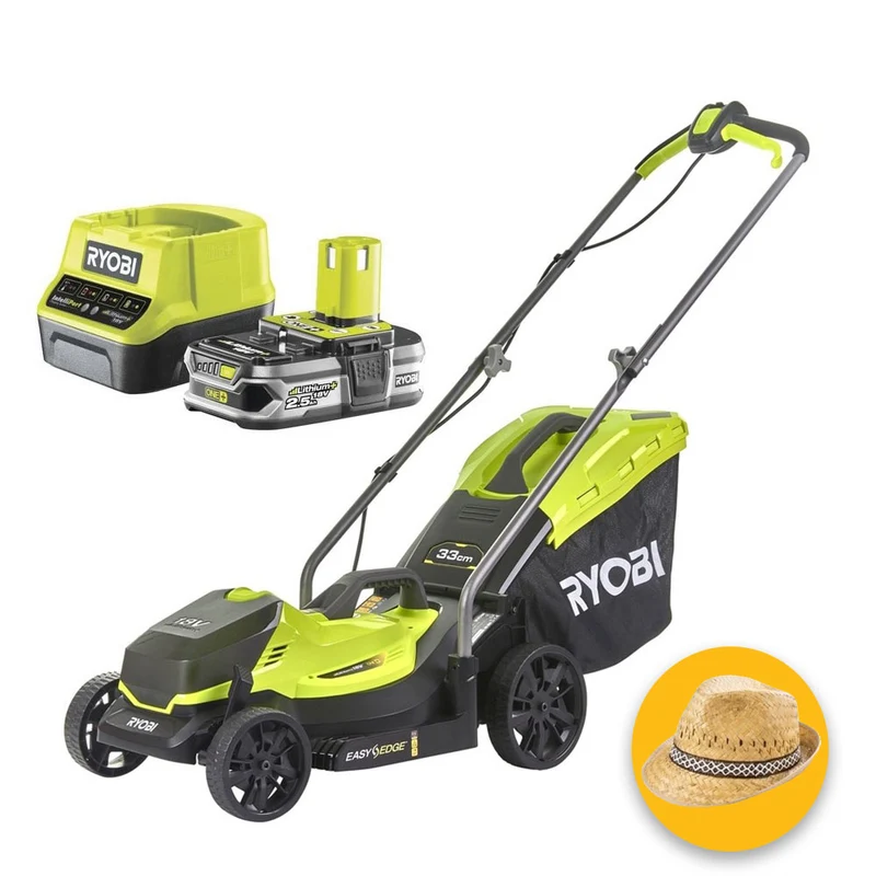 Ryobi RLM18C33B25 - Rasaerba Tagliaerba a batteria 18V, 1 batteria da 2,5 Ah