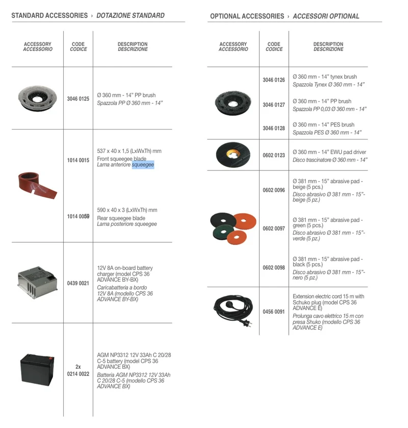 Comet CPS 36 Advance BX - Lavasciuga pavimenti trazionata a batteria (batteria + caricabatterie)