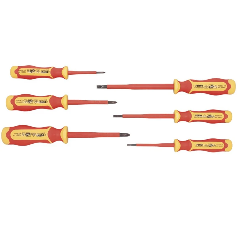 FERVI CI80/006 Serie di 6 giraviti isolati fino a 1000V punta magnetica
