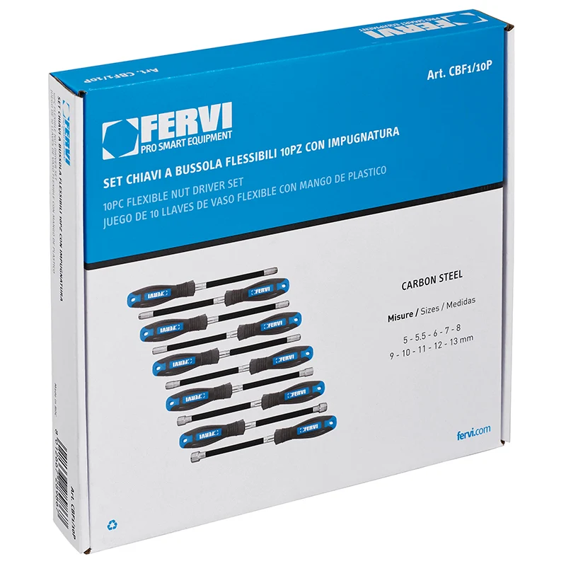 Fervi CBF1/10P - Serie chiavi a bussola flessibili con impugnatura