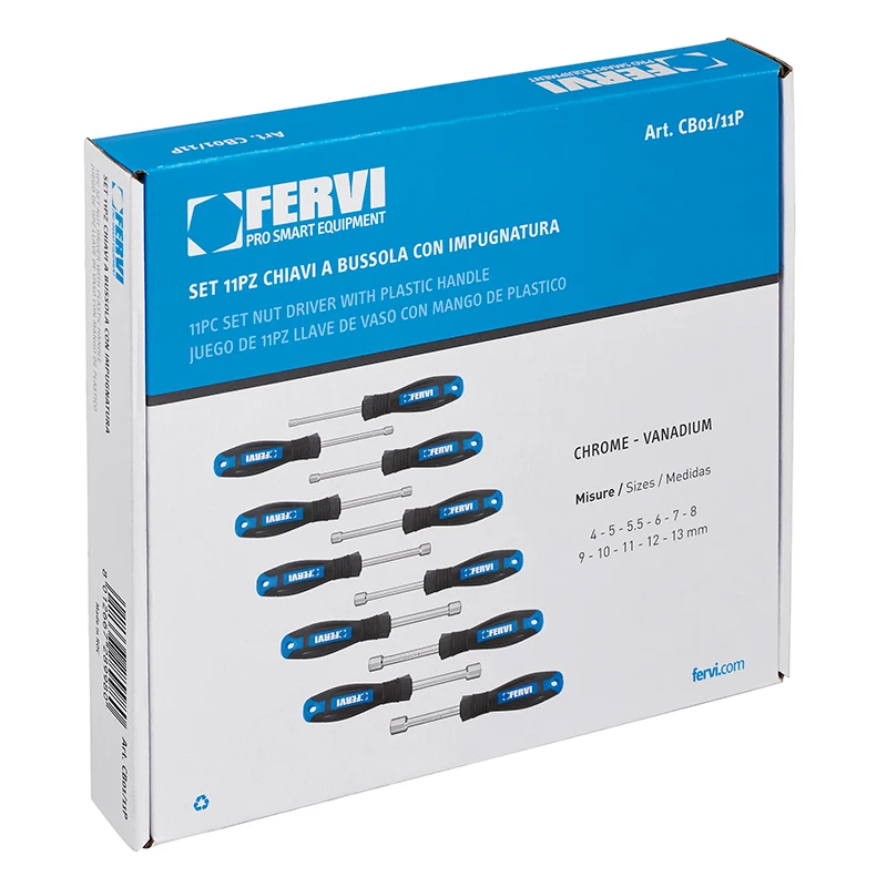 Fervi CB01/11P - Serie chiavi a bussola con impugnatura