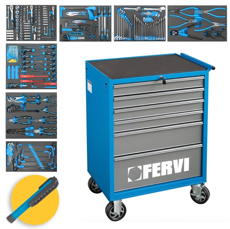 Fervi C900CA - Carrello porta attrezzi completo per officina - 290 utensili