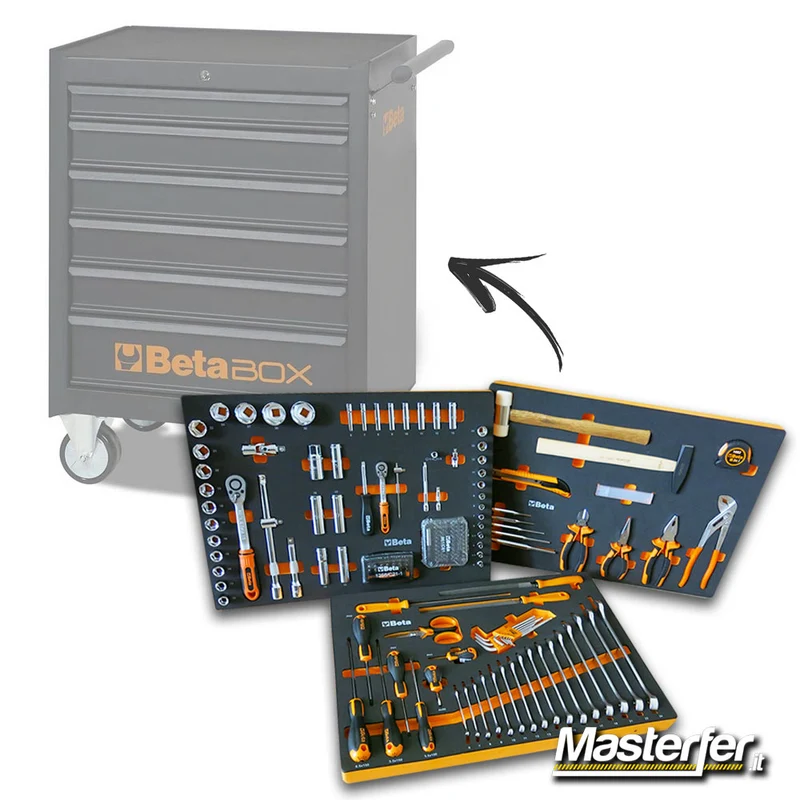 Beta assortimento 196 utensili per C04BOX - Set completo di attrezzi per carrello officina