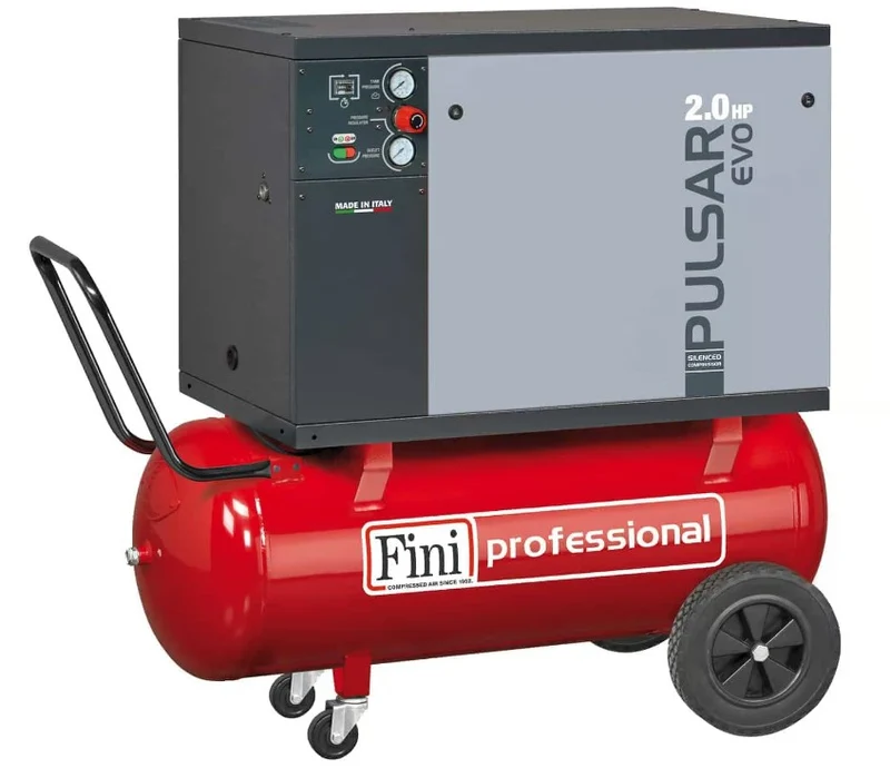 Fini Pulsar Evo MK102-100-2M , 100 litri , 10 bar , 2hp , 220V , silenziato professionale