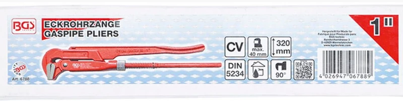 Fermec BGS6788 GIRATUBI MODELLO SVEDESE, CON GANASCE PIANE A 90° 1"
