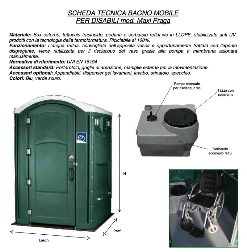 Rototec BDWR500VV - Bagno mobile WC chimico per disabili a ricircolo