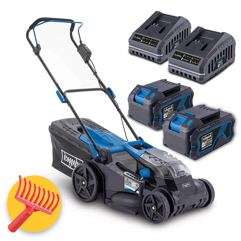 Scheppach BC-MP430-402 - Rasaerba a batteria 4 in 1 taglio 43cm - 2 batterie 20V 4.0Ah + 2 caricabatterie