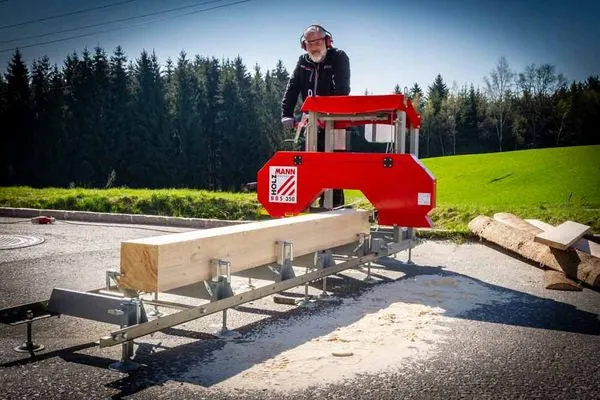 Holzmann BBS350 230V - Sega per tronchi a motore elettrico con binario Holzmann