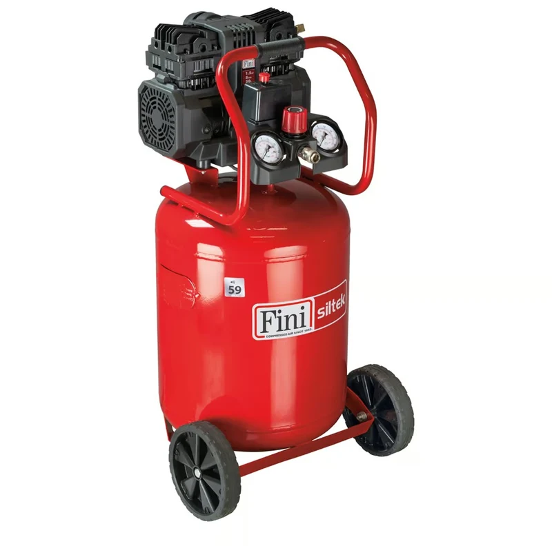 Fini Siltek tb 50v/1,5 hp , 50 litri , 8 bar , 1,5 Hp , 220v ,compressore silenziato 59dB verticale senza olio