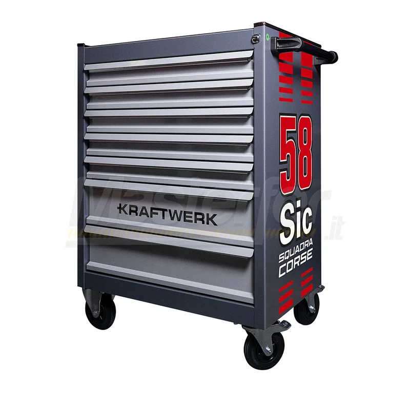 Kraftwerk B107 Sic 58 Simoncelli - Carrello da officina a 7 cassetti attrezzato, 339 pezzi, 102.107.101SIC