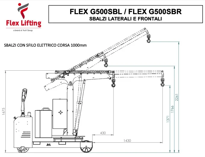 AXA FLEX G500SBR - Gru girevole a trazione elettrica con singolo sfilo e portata 500KG - con radiocomando