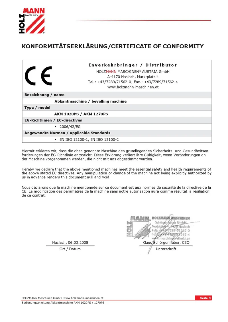 Holzmann AKM1270PS - Piegatrice manuale