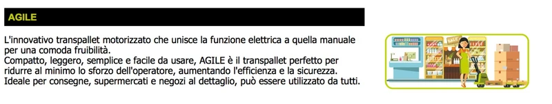 Pramac AGILE S4 800X525 - Transpallet elettrico a batteria 1200 Kg