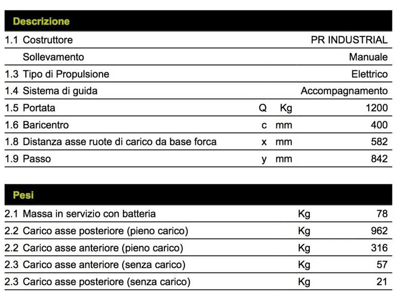 Pramac AGILE S4 800X525 - Transpallet elettrico a batteria 1200 Kg