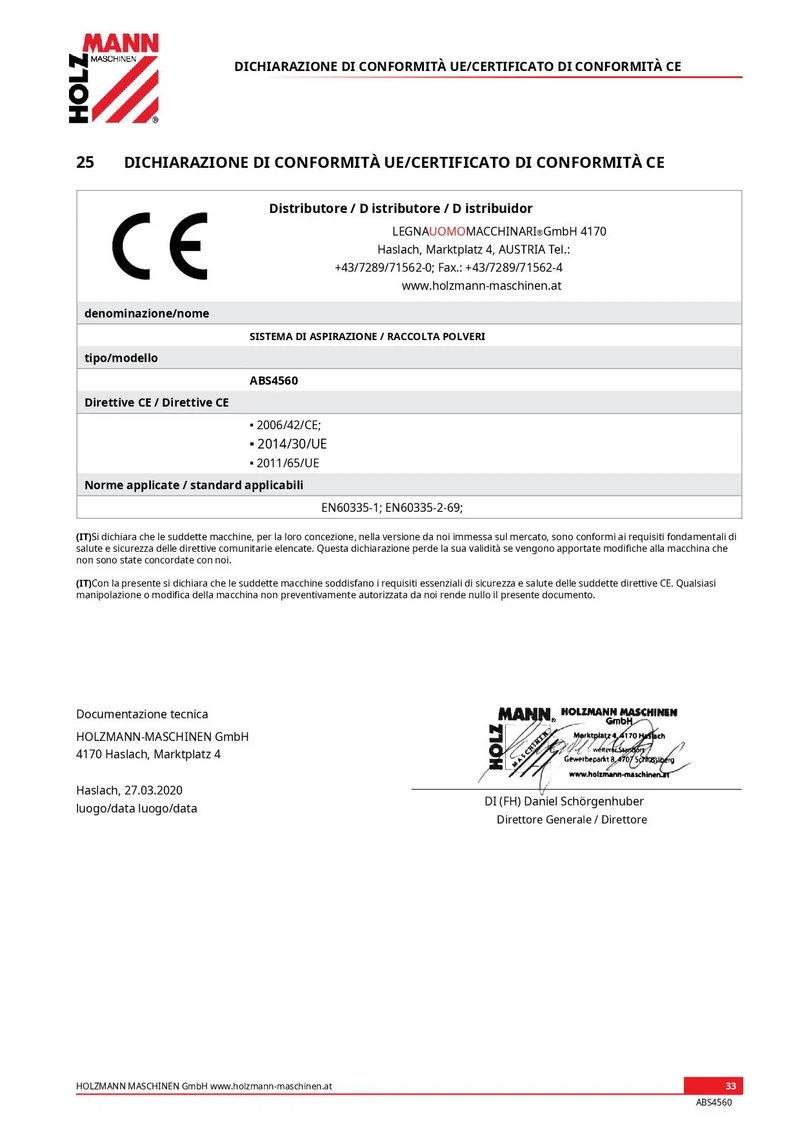 Holzmann ABS4560 400V Aspiratrucioli industriale