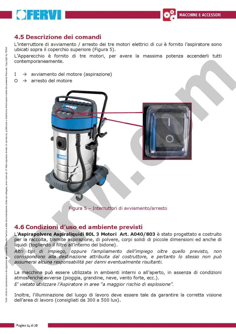 Fervi A040/803 - Aspirapolvere aspiraliquidi 80l 3 motori