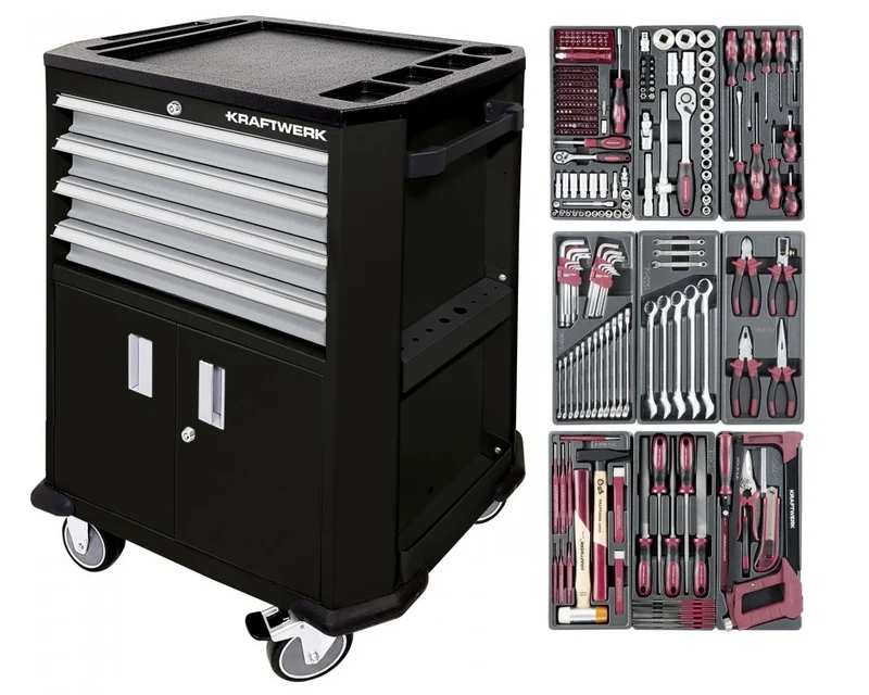 Kraftwerk 102.220.511 - Carrello officina completo con assortimento 286 utensili