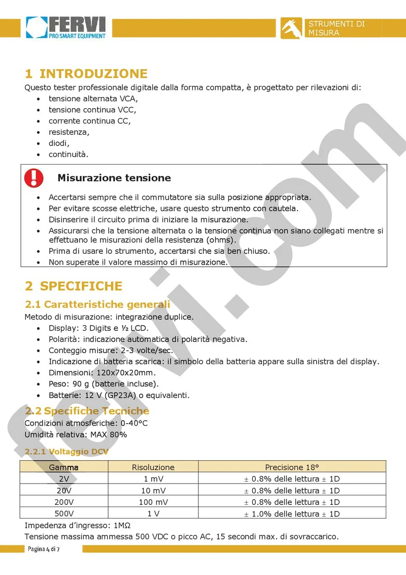 Fervi T051 - Multimetro digitale tascabile