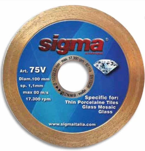 SIGMA 75V disco diamantato Ø 100mm foro 22,2 mm , spes. 1,2 mm