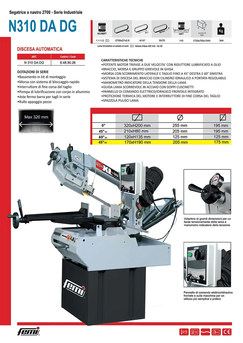 Segatrice a nastro Femi N310 DA DG - trifase con OMAGGIO