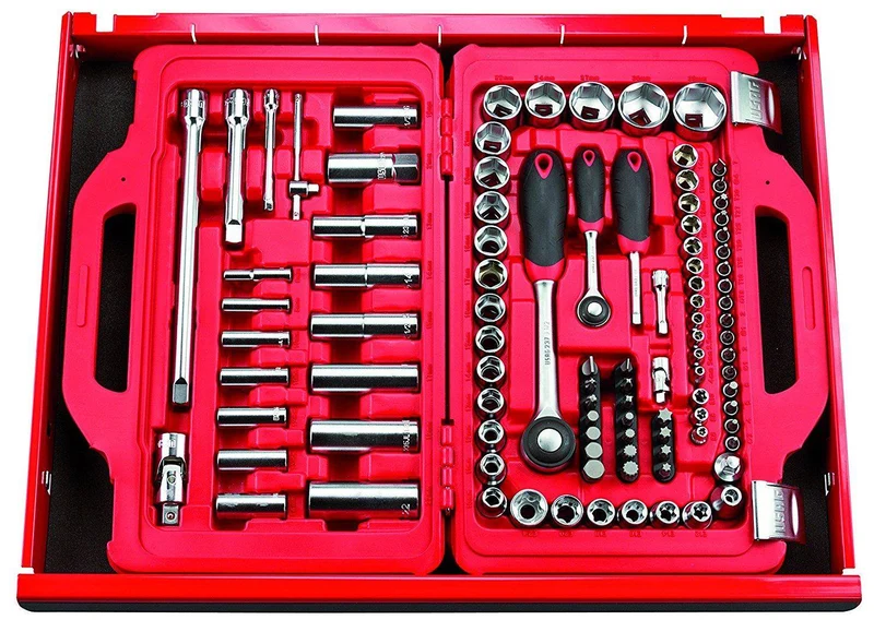 Just Usag 601 1/4-1/2 J100 Cassetta attrezzi con bussole esagonali e torx (100 pz)