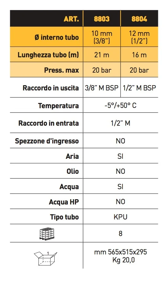 Zeca 8803 - Avvolgitubo aria e acqua in alluminio, lunghezza tubo 21 metri