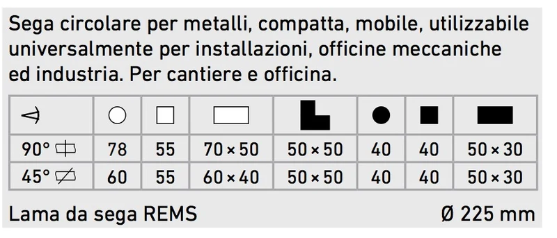 Rems Turbo K Basic - Sega circolare troncatrice universale per metalli con lubrorefrigerazione