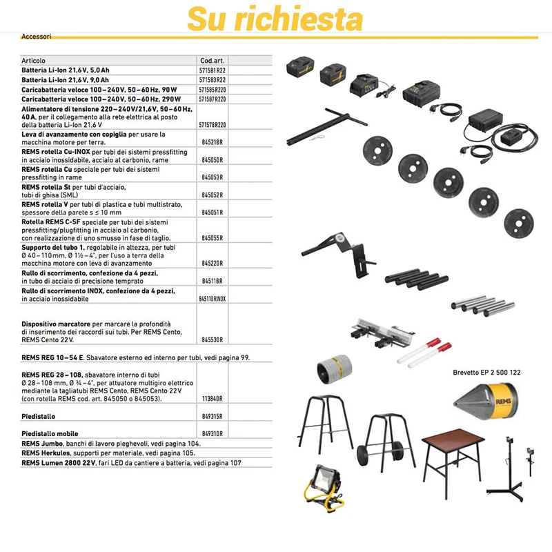 Rems Cento 22V Basic - Macchina tagliatubi a batteria 22V da Ø 8 a 115 mm