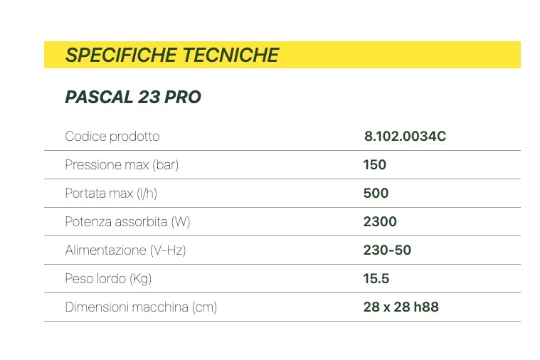 Lavor PASCAL 23 PRO - Idropulitrice ad acqua fredda con motore ad Induzione