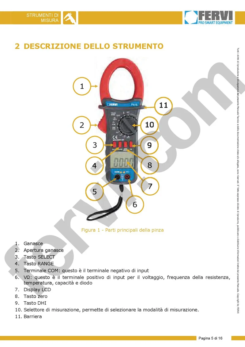 Fervi P075 - Pinza amperometrica digitale