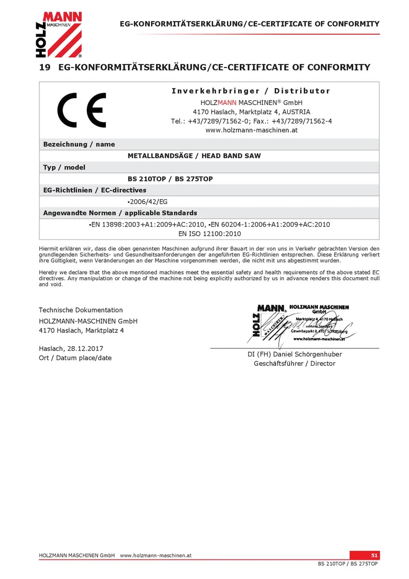 Holzmann BS 275TOP - Segatrice a nastro per ferro trifase, 400V