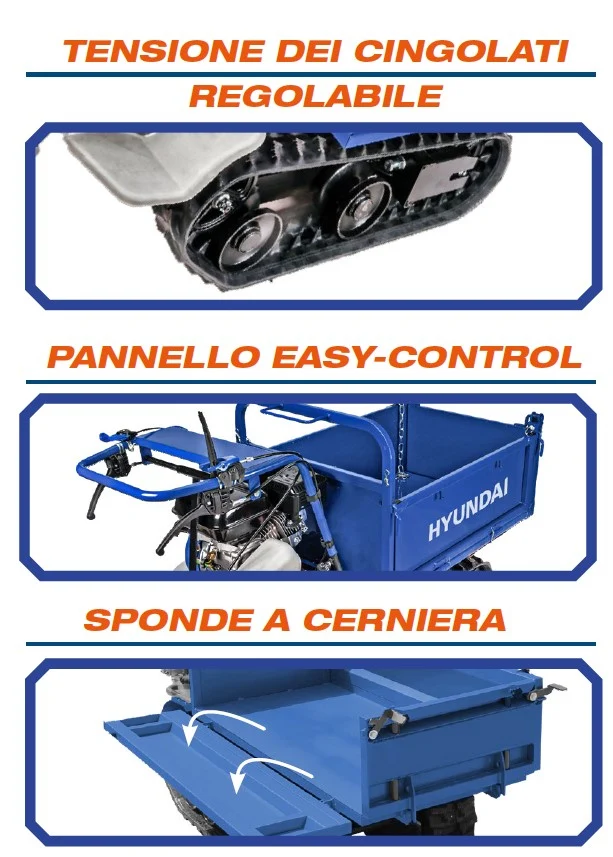 Motocarriola a Cingoli HYUNDAI 65910 212CC Carico Max 500 KG Ribaltamento idraulico