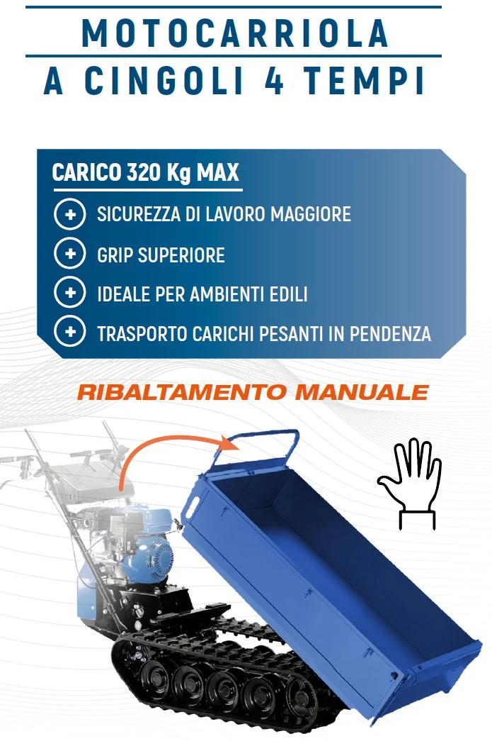 MOTOCARRIOLA a Cingoli HYUNDAI 65900 196CC Carico Max 320 KG Ribaltamento Manuale