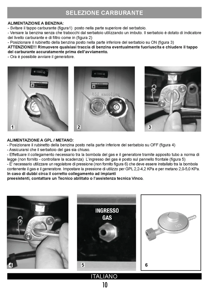 Vinco 60171 - Generatore di corrente, GPL, Benzina, Metano 5,8Kw