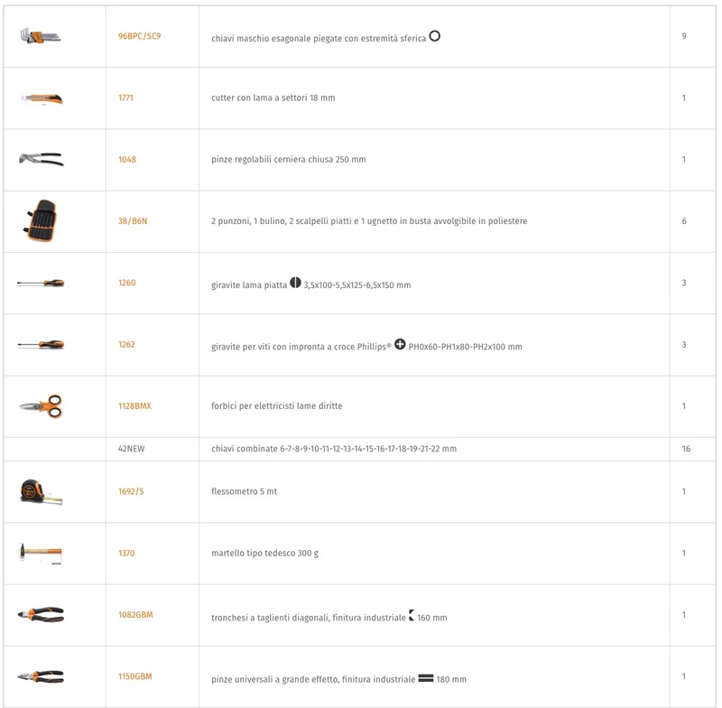 Beta 5990V1 - Assortimento di 44 utensili per valigetta portautensili COMBO C99V1, in vassoio morbido in EVA