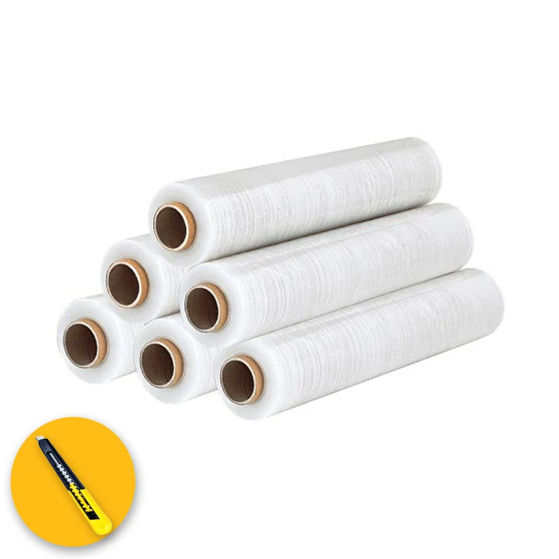 6 ROTOLI - Film estensibile manuale TRASPARENTE 23 µm - bobina da 2,4 kg altezza 50cm lunghezza 180mt