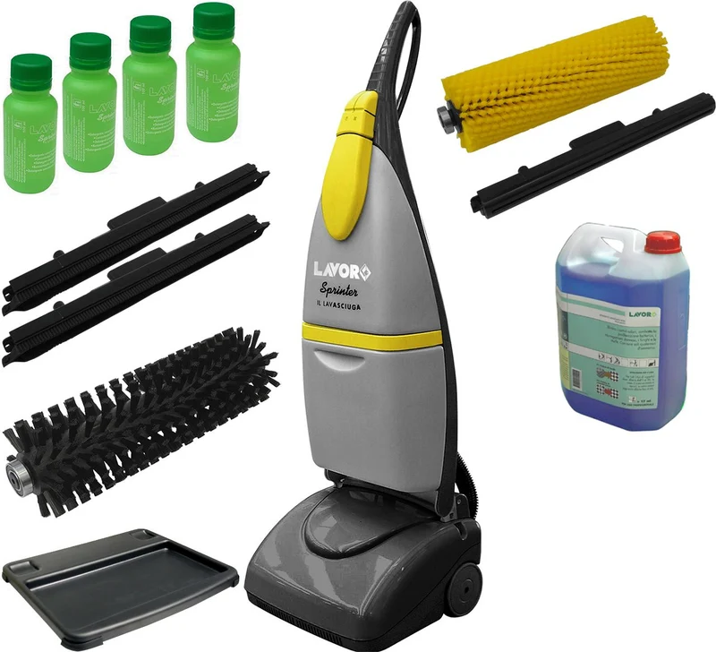 Lavasciuga Lavor PRO Sprinter - lavapavimenti professionale + Spazzola Moquette + Detergente 5lt Lavamoquette