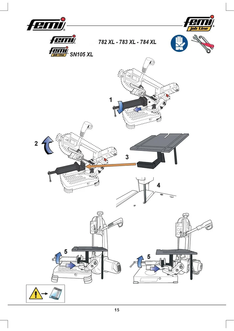 FEMI 7075172 Piano in alluminio con guide Per segatrici Femi 782XL - 783XL- 784XL e SN 105 XL