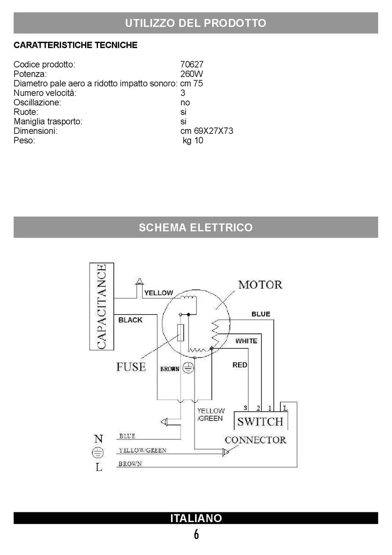 Ventilatore Industriale Vinco 70627 260W diametro da 75 cm