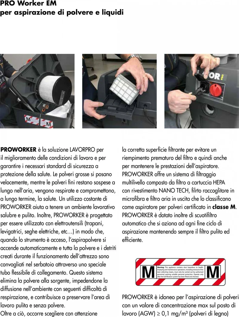 Lavor Pro WORKER EM - Aspirapolvere Aspiraliquidi specifico per EDILIZIA