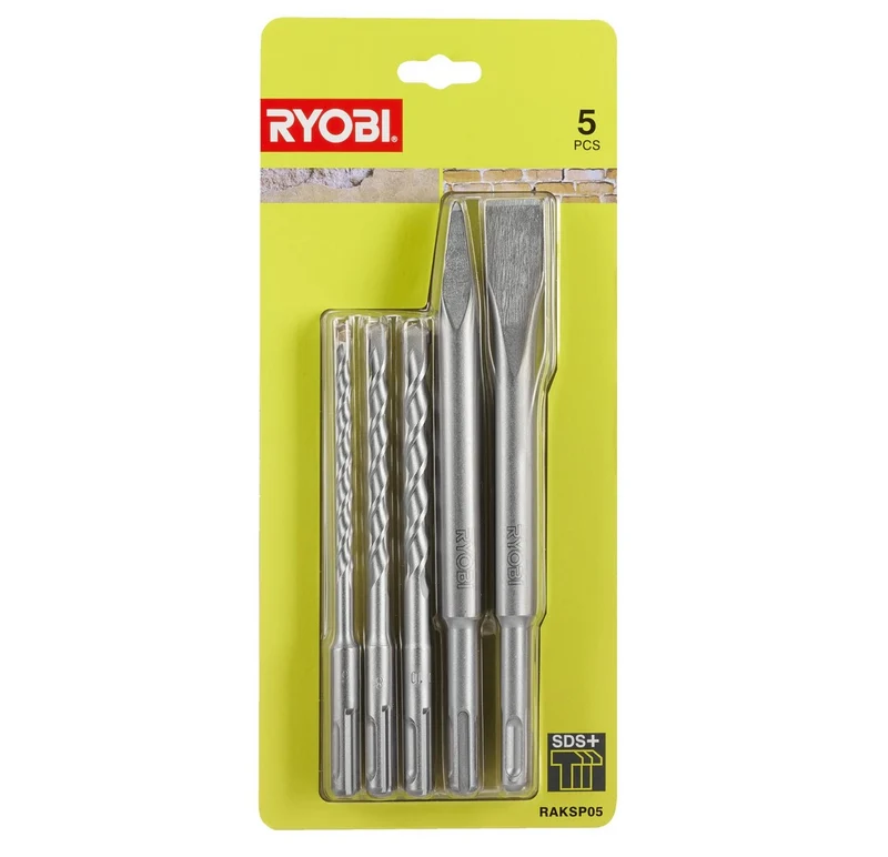 Ryobi RAKSP05 Set 2pz scalpelli + 3pz punte SDS-Plus
